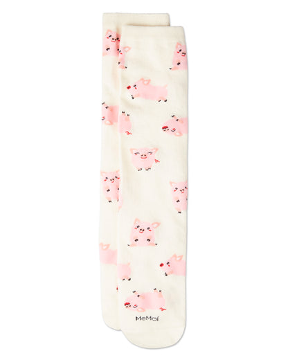 Women's "Miss You Pig Time" Piggy-Themed Novelty Crew Sock