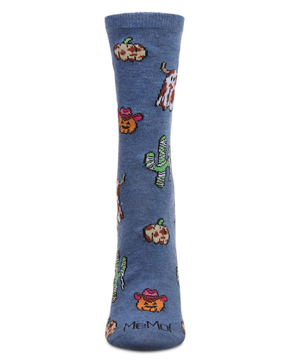 Women's Spooky Western Holiday Crew Socks : Color: Denim Heather
