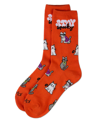 Women's Stay Spooky Holiday Crew Socks : Color: Orange