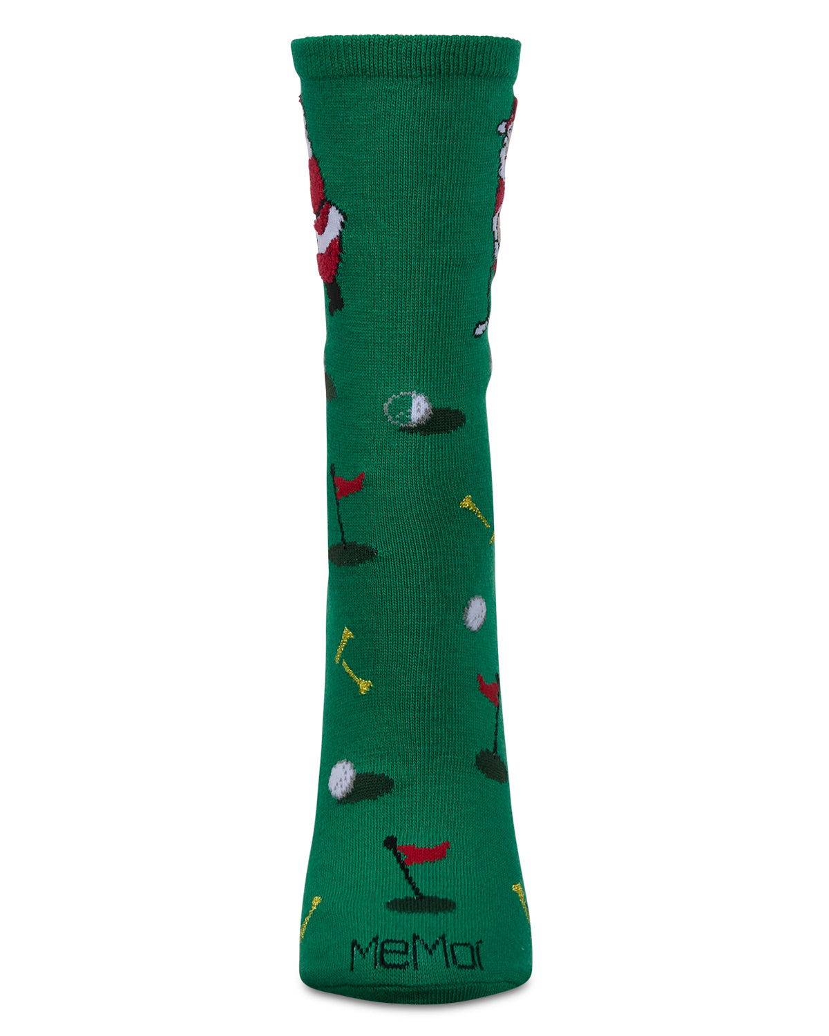 Women's Golfing Santa Holiday Crew Socks : Color: Green