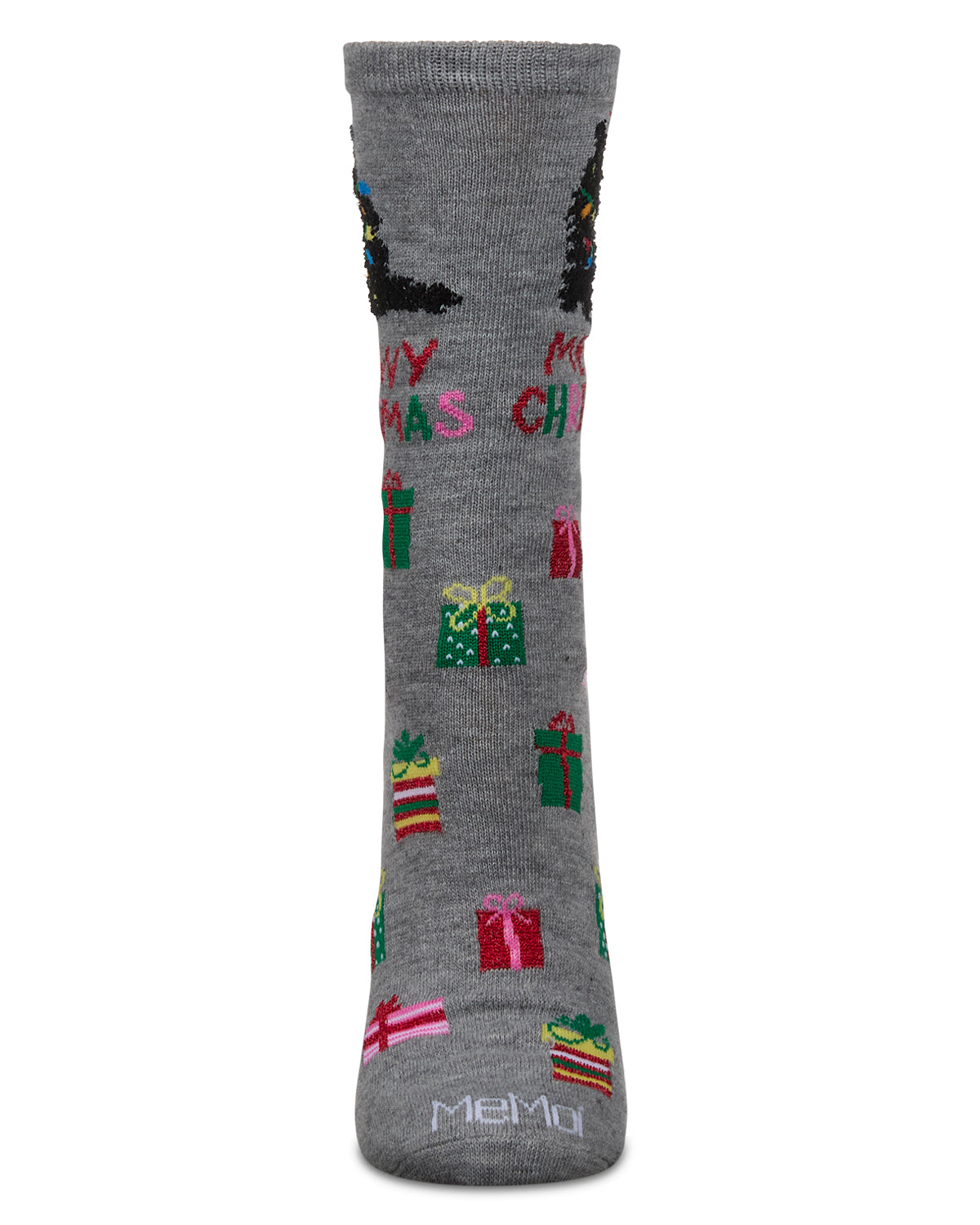 Women's Meowy Christmas Holiday Crew Socks : Color: Med Gray Heather