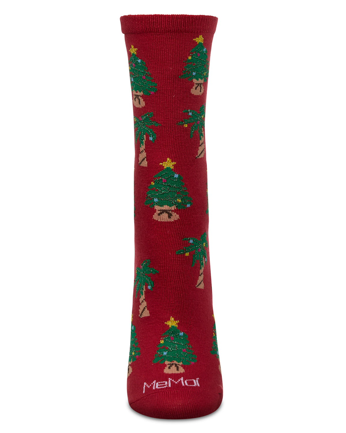 Women's Tree Paradise Holiday Crew Socks : Color: Red