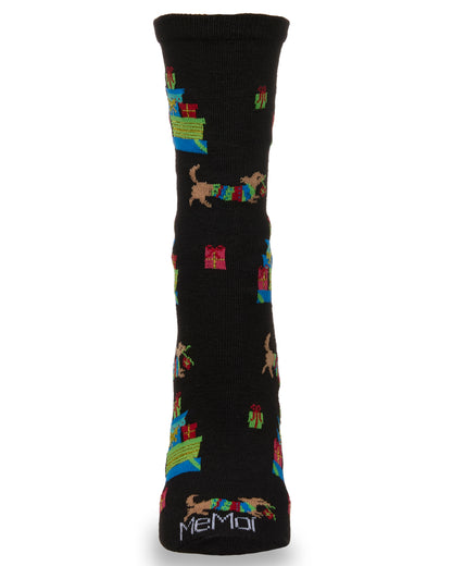 Women's Pile Of Gifts Holiday Crew Socks : Color: Black