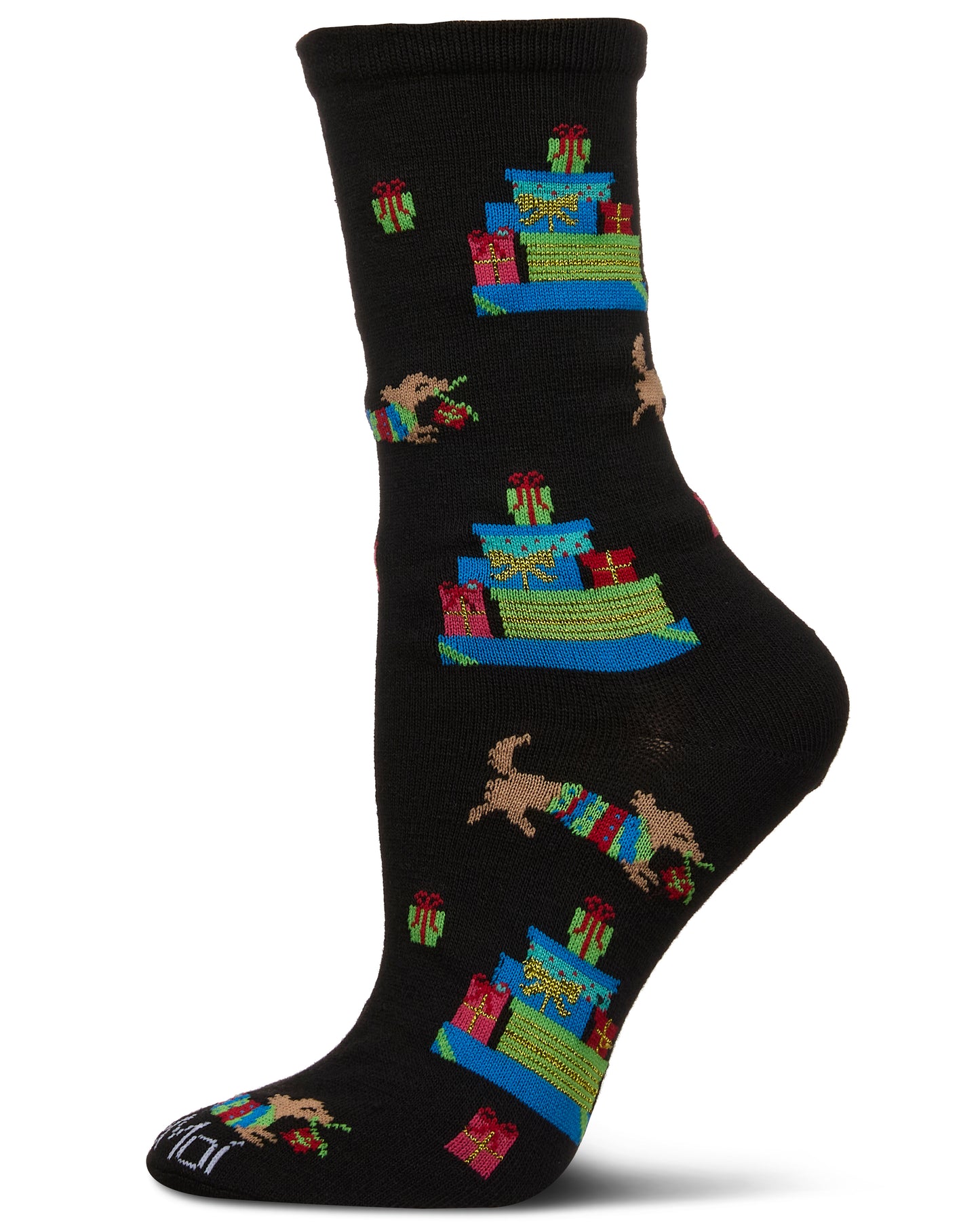 Women's Pile Of Gifts Holiday Crew Socks : Color: Black