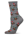 Women's Owl Holiday Crew Socks : Color: Med Gray Heather