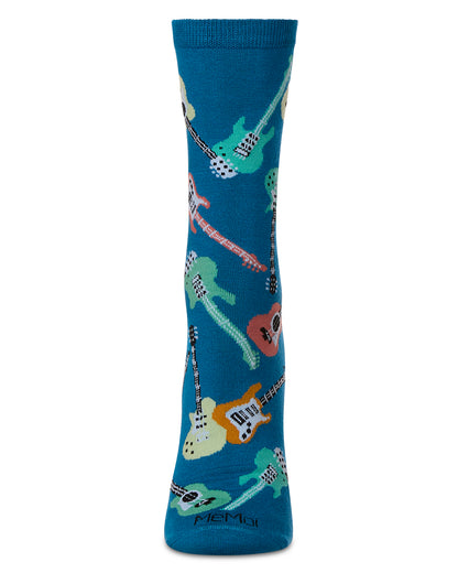 Women's Guitars Rayon From Bamboo Crew Socks : Color: Celestial