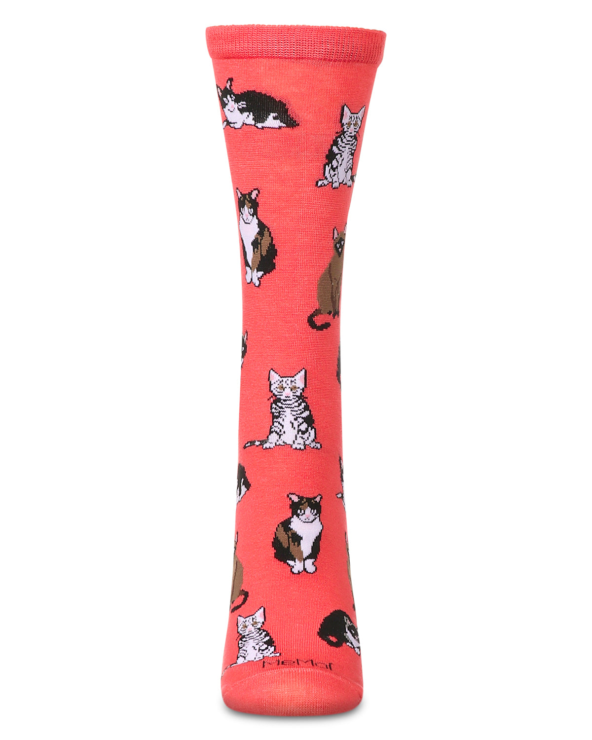 Women's Multi Cat Breed Bamboo Crew Socks : Color: Melon