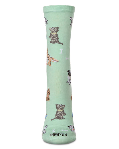 Women's Dogs Rayon From Bamboo Crew Socks : Color: Mint