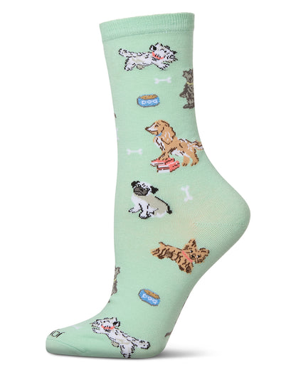 Women's Dogs Rayon From Bamboo Crew Socks : Color: Mint