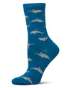 Women's Dolphins Rayon from Bamboo Crew Socks : Color: Celestial