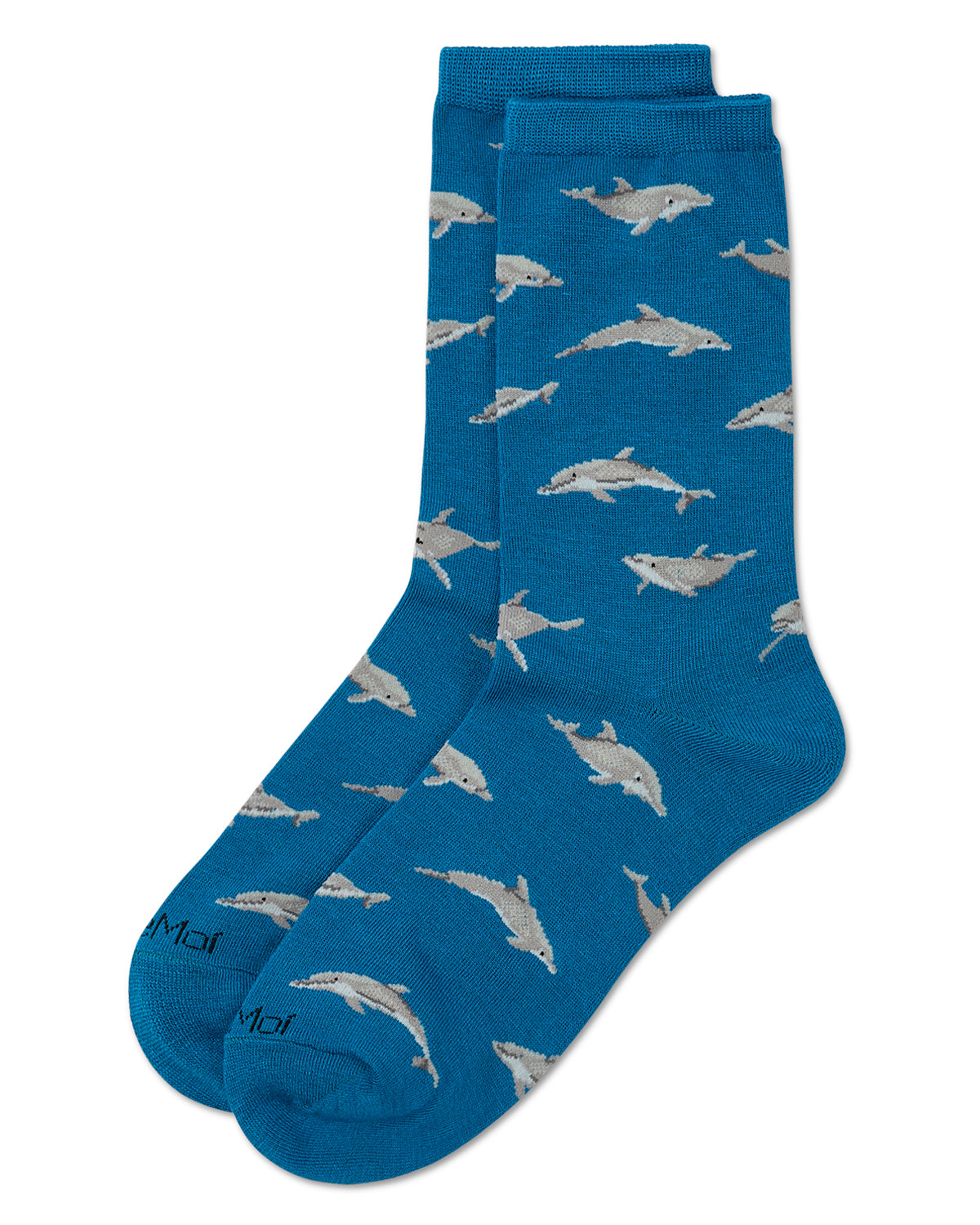 Women's Dolphins Rayon from Bamboo Crew Socks : Color: Celestial