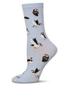 Women's Puffin Birds rayon From Bamboo Crew Socks : Color: Skyway