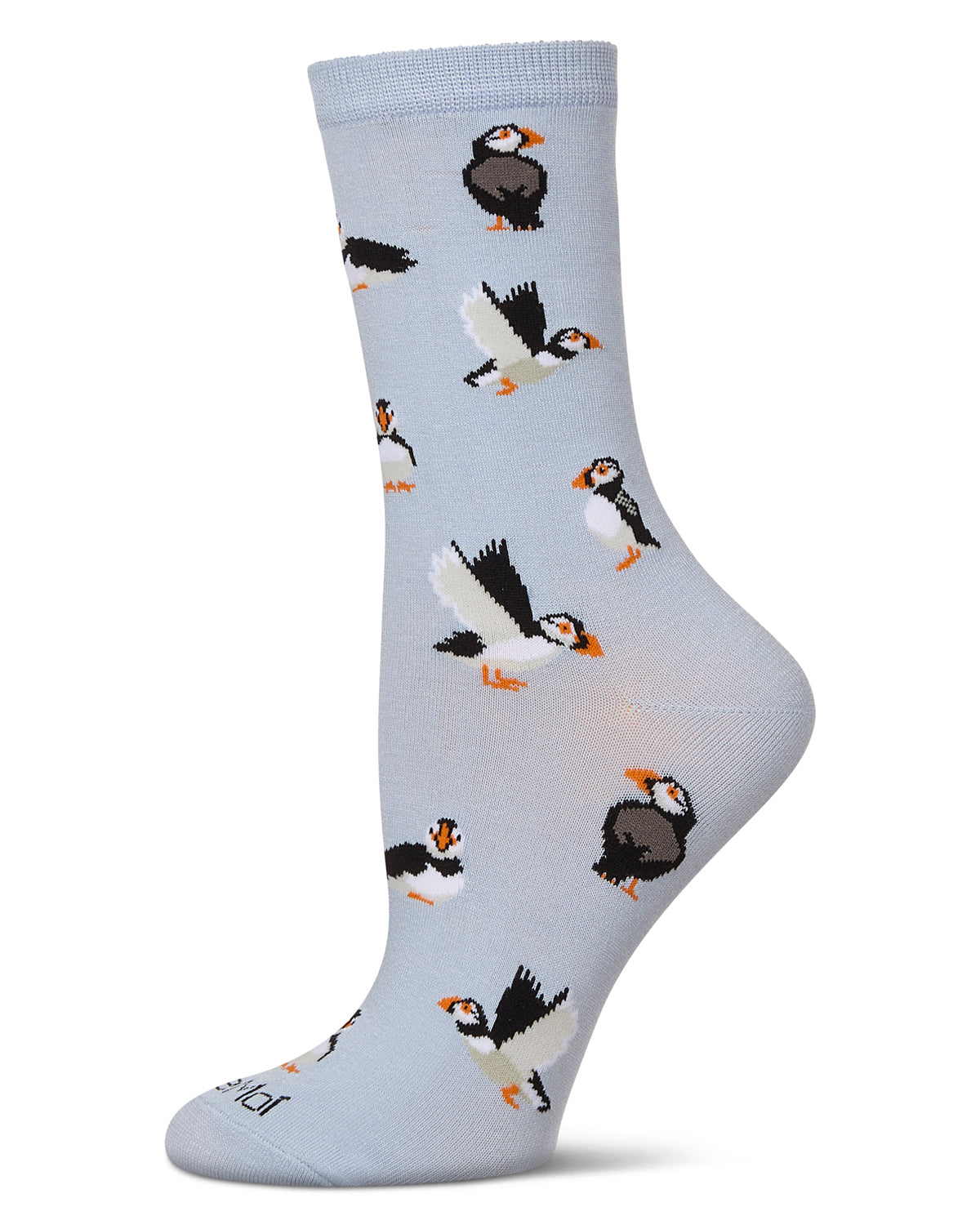 Women's Puffin Birds rayon From Bamboo Crew Socks : Color: Skyway