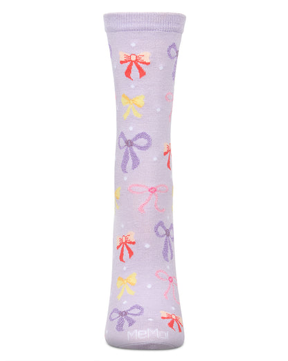 Women's Bows Rayon from Bamboo Crew Socks : Color: Lavender