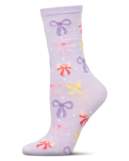 Women's Bows Rayon from Bamboo Crew Socks : Color: Lavender