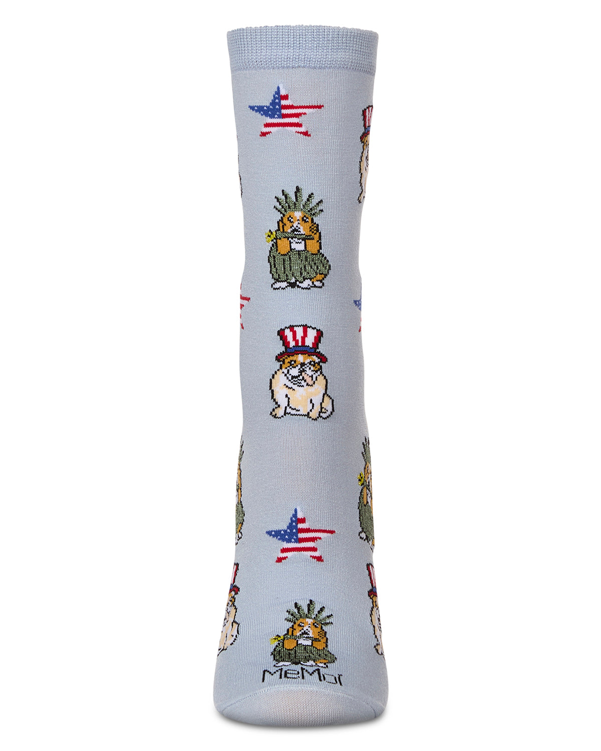 Women's Patriotic Dogs Rayon From Bamboo Crew Socks : Color: Skyway