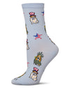Women's Patriotic Dogs Rayon From Bamboo Crew Socks : Color: Skyway