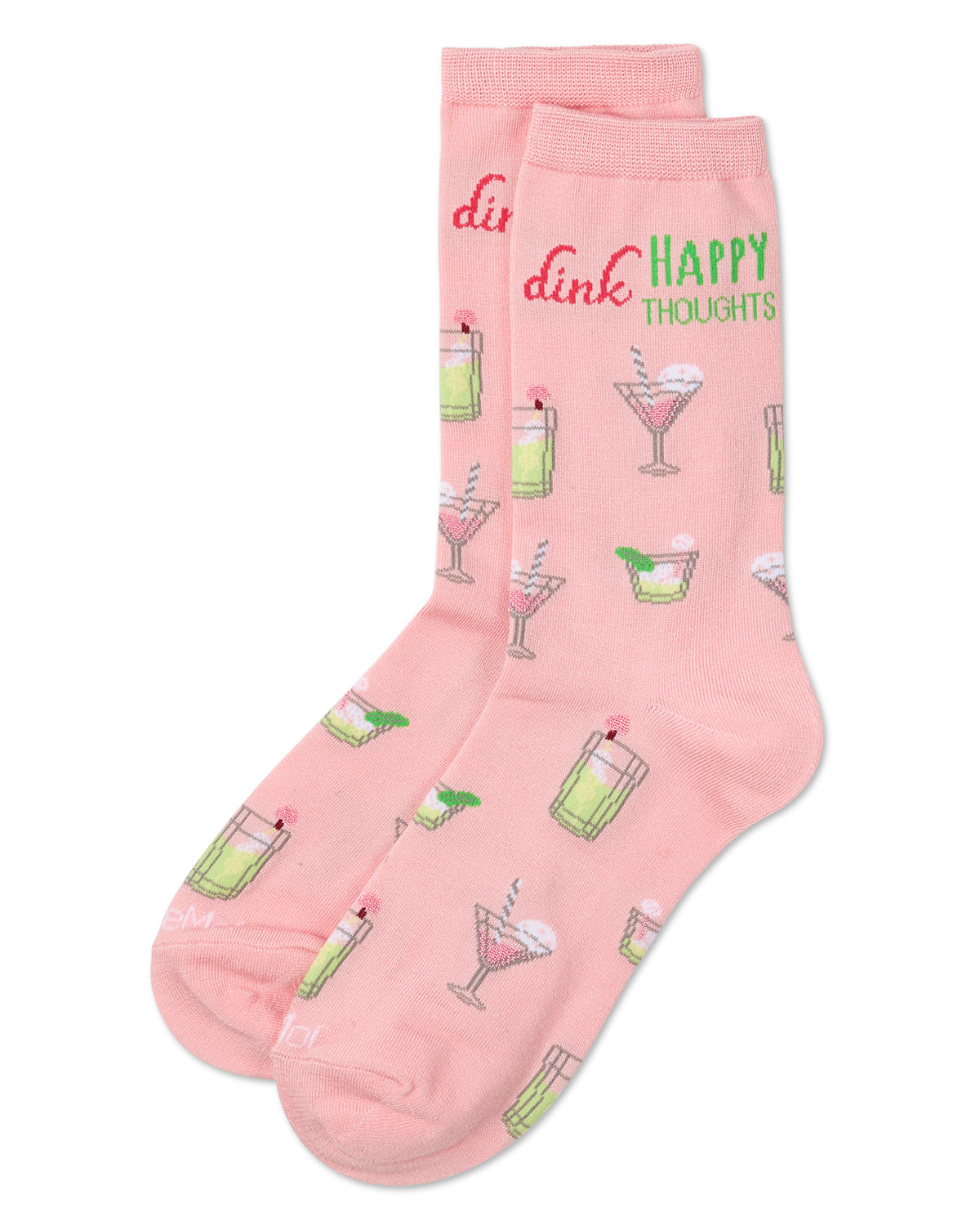 Women's Drink Happy Thoughts Rayon From Bamboo Crew Socks : Color: Mellow Rose