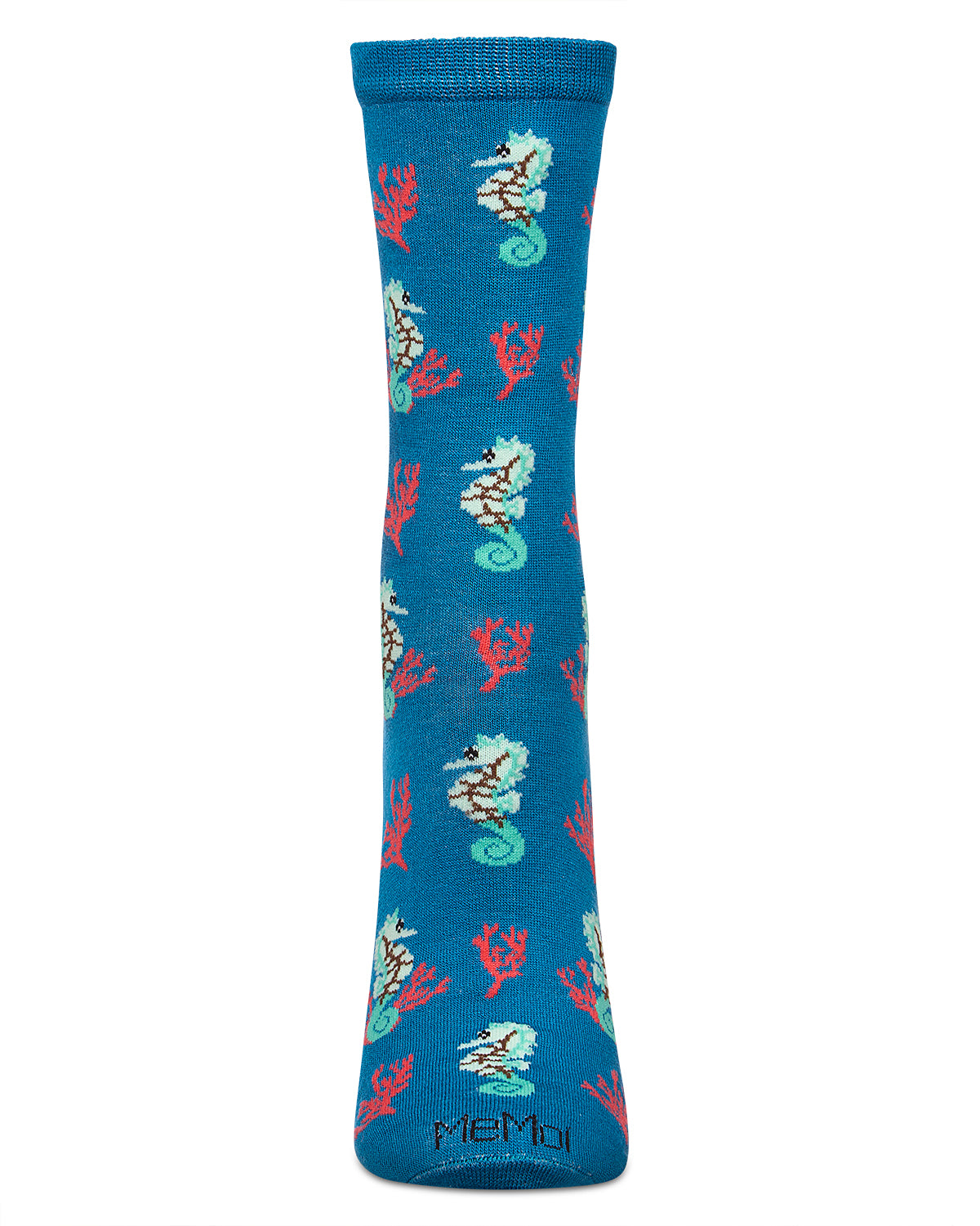 Women's Seahorses Rayon from Bamboo Crew Socks : Color: Celestial