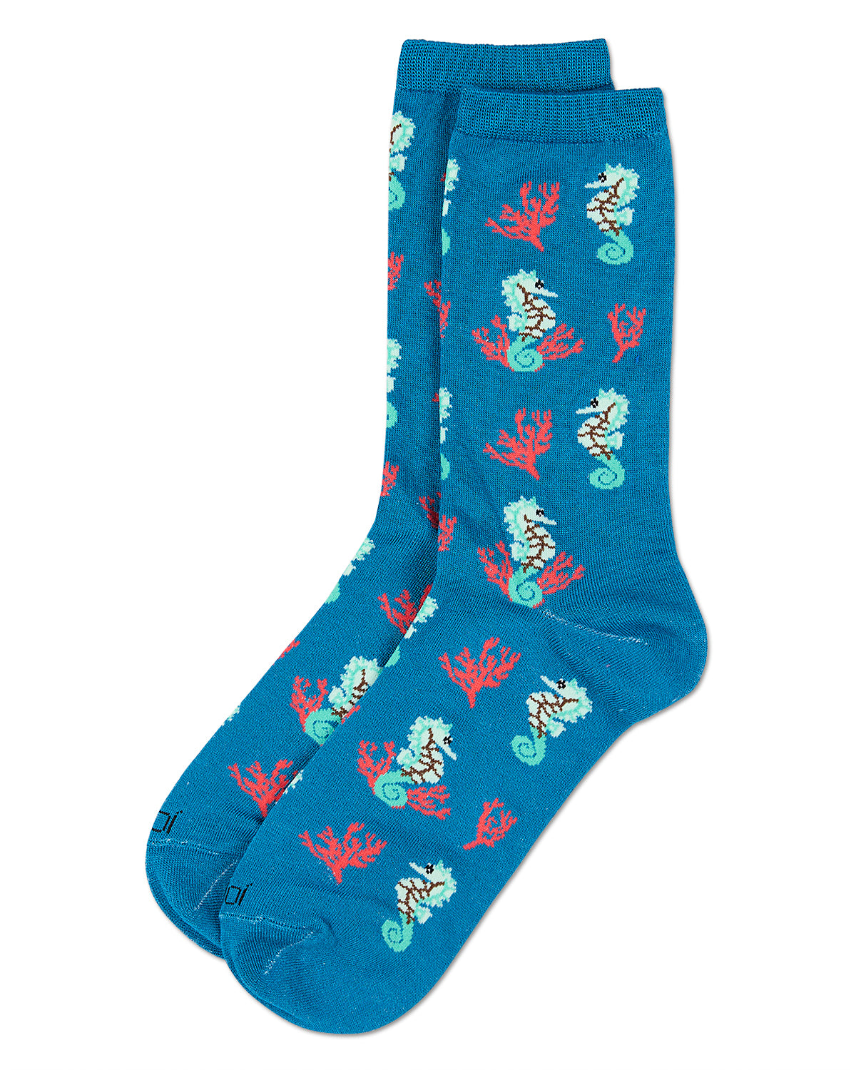 Women's Seahorses Rayon from Bamboo Crew Socks : Color: Celestial