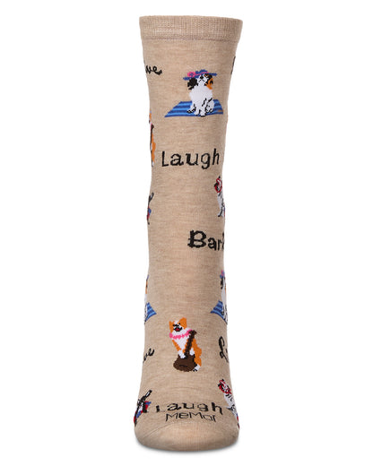 Women's Live Laugh Bark Rayon From Bamboo Crew Socks : Color: Hemp Heather