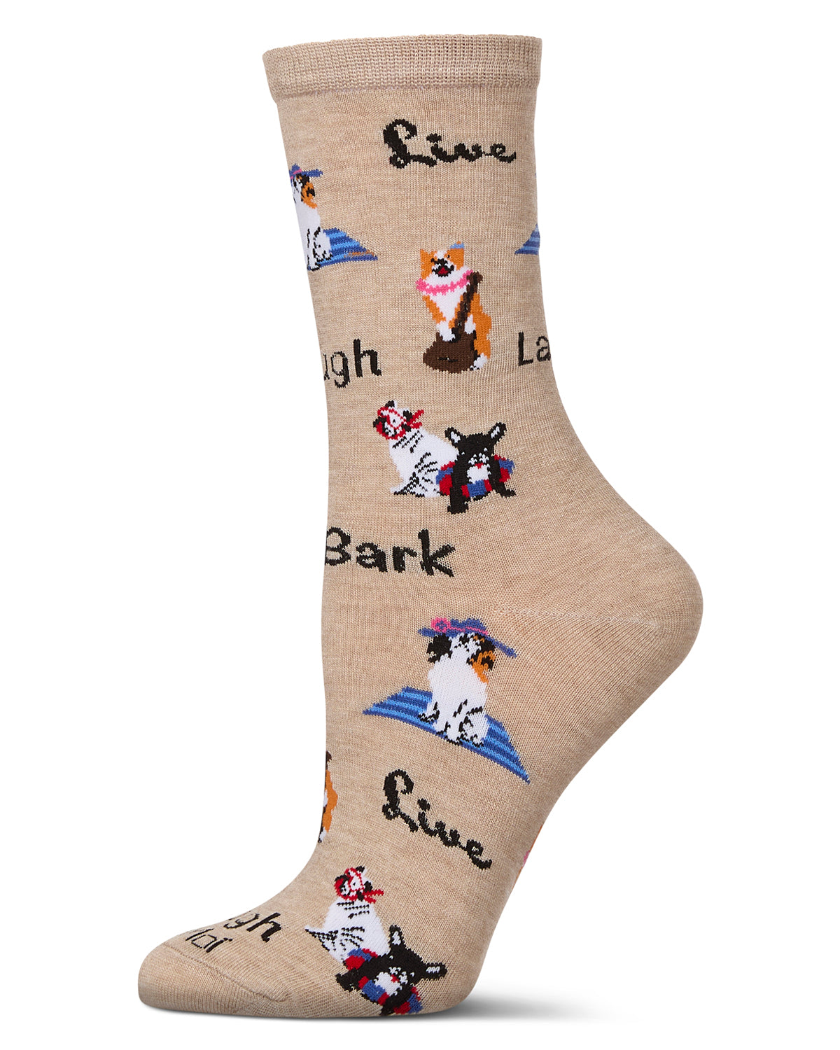 Women's Live Laugh Bark Rayon From Bamboo Crew Socks : Color: Hemp Heather