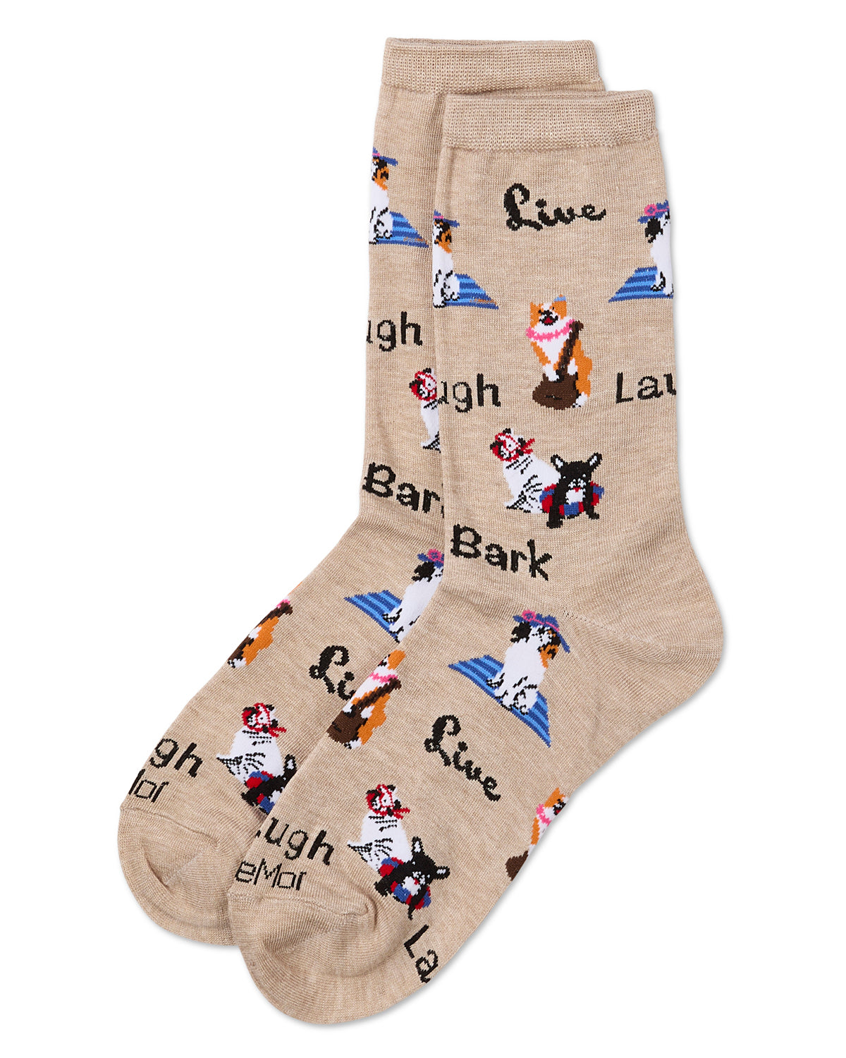 Women's Live Laugh Bark Rayon From Bamboo Crew Socks : Color: Hemp Heather