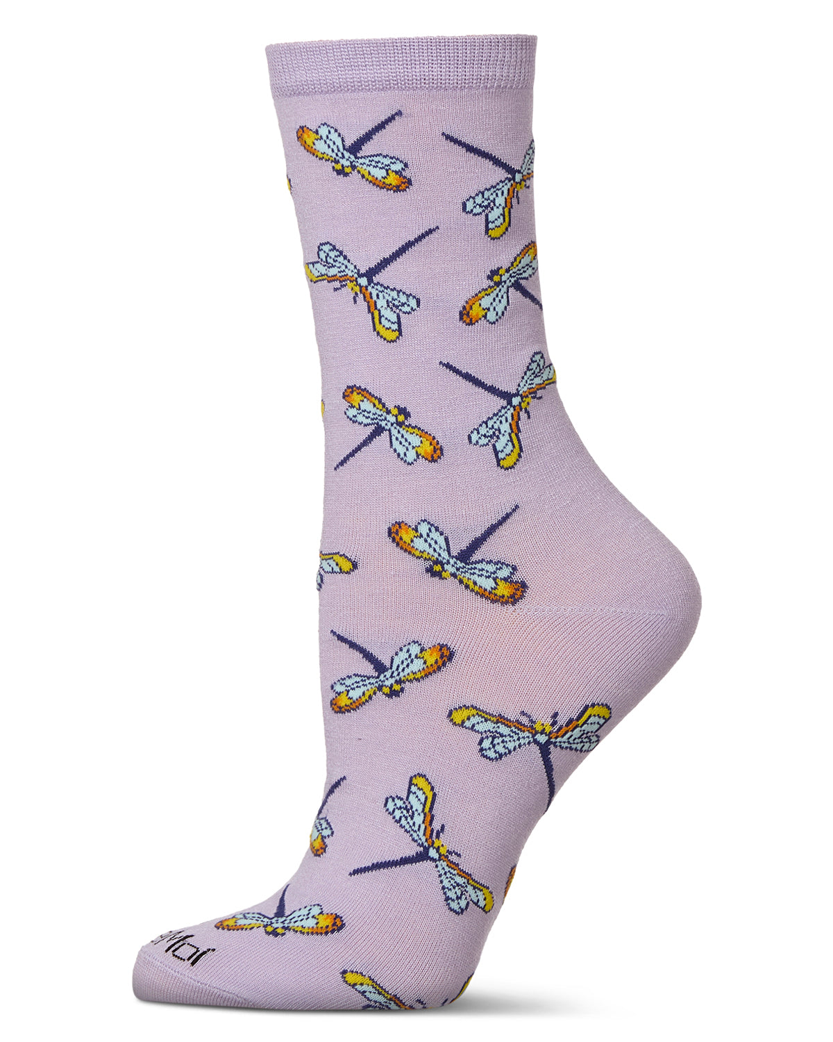 Women's Dragonflies Rayon from Bamboo Crew Socks : Color: Lavender