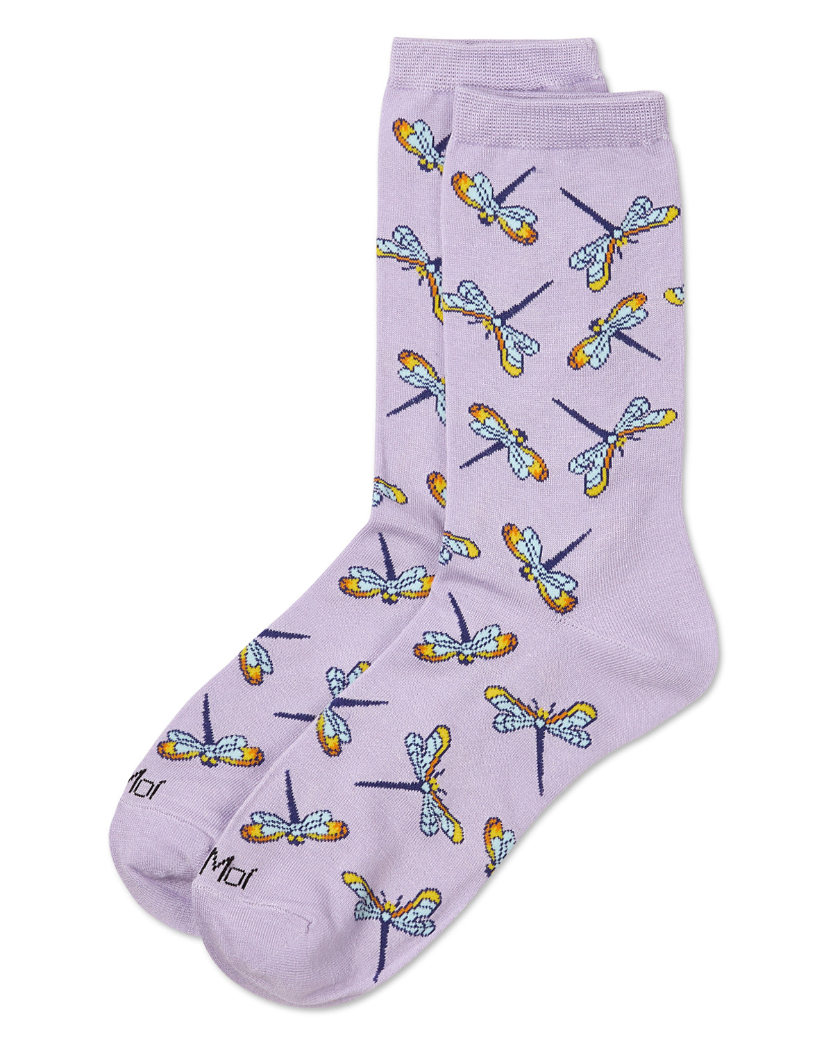 Women's Dragonflies Rayon from Bamboo Crew Socks : Color: Lavender