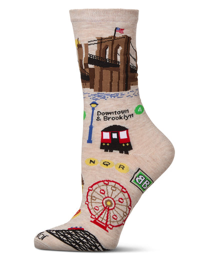 Women's Brooklyn Rayon from Bamboo Crew Socks : Color: Ivory Heather