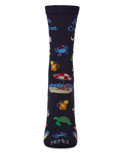 Women's South Carolina Rayon From Bamboo Crew Socks : Color: Navy