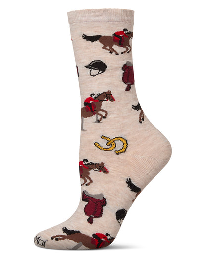 Women's Equestrian Rayon From Bamboo Crew Socks : Color: Ivory Heather