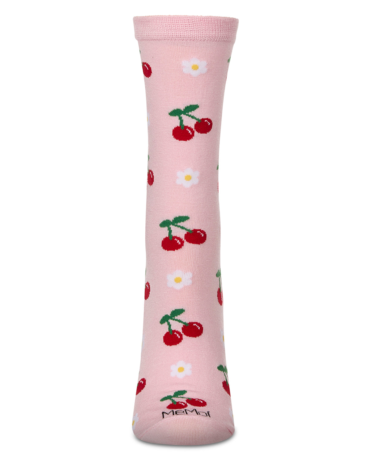 Women's Daisy Cherry Rayon From Bamboo Crew Socks : Color: Pink