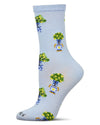 Women's Topiary Rayon From Bamboo Crew Socks : Color: Light Blue