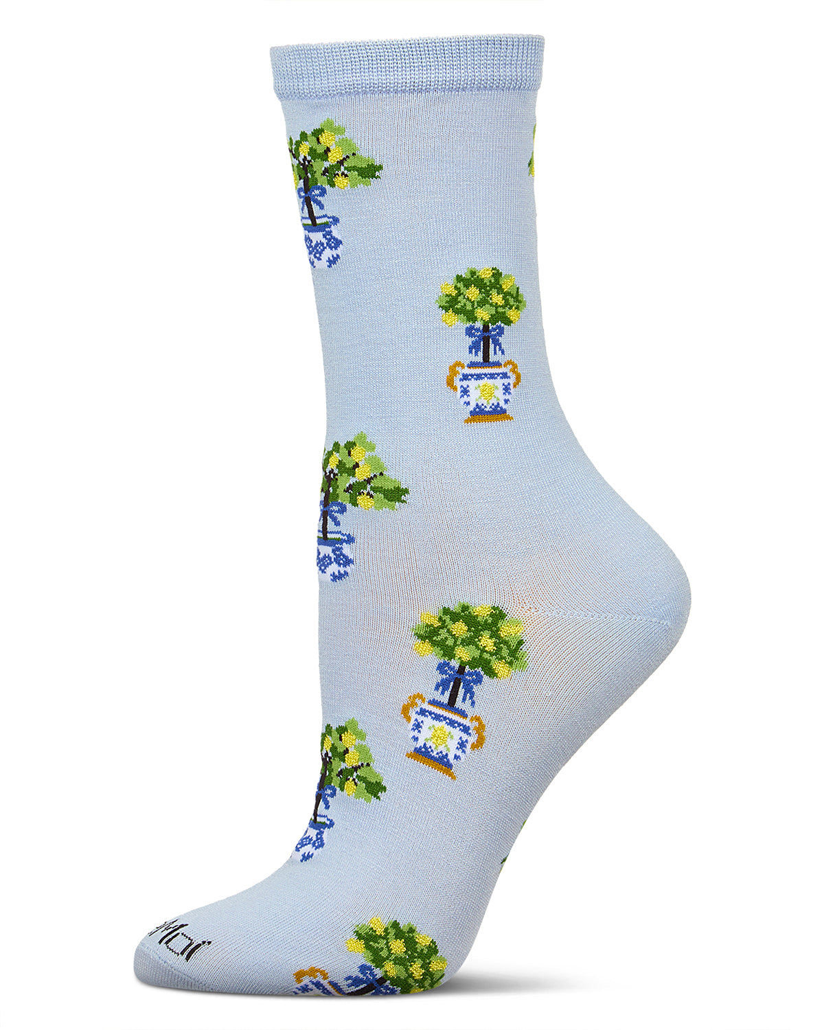 Women's Topiary Rayon From Bamboo Crew Socks : Color: Light Blue