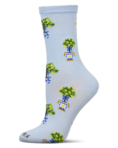 Women's Topiary Rayon From Bamboo Crew Socks : Color: Light Blue