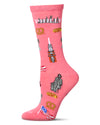 Women's Philly Themed Rayon Blend Novelty Crew Sock : Color: Pink Lemonade