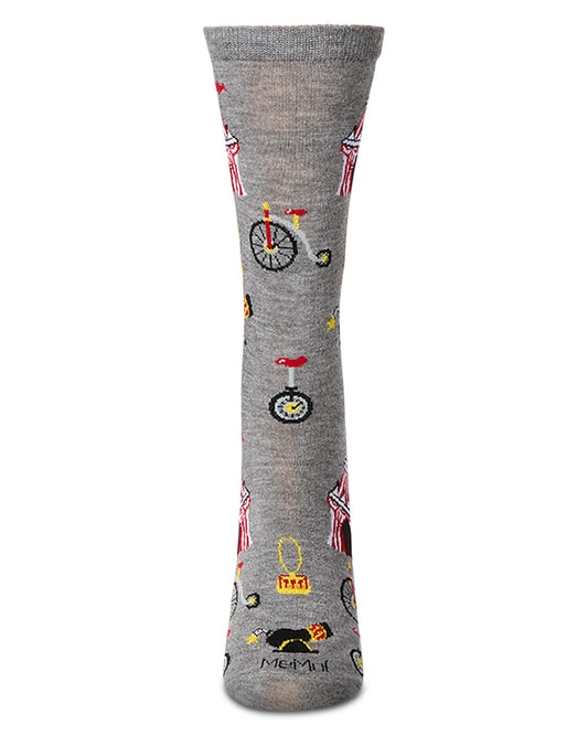 Women's "Circus Tent" Rayon Blend Novelty Crew Sock : Color: Med Gray Heather