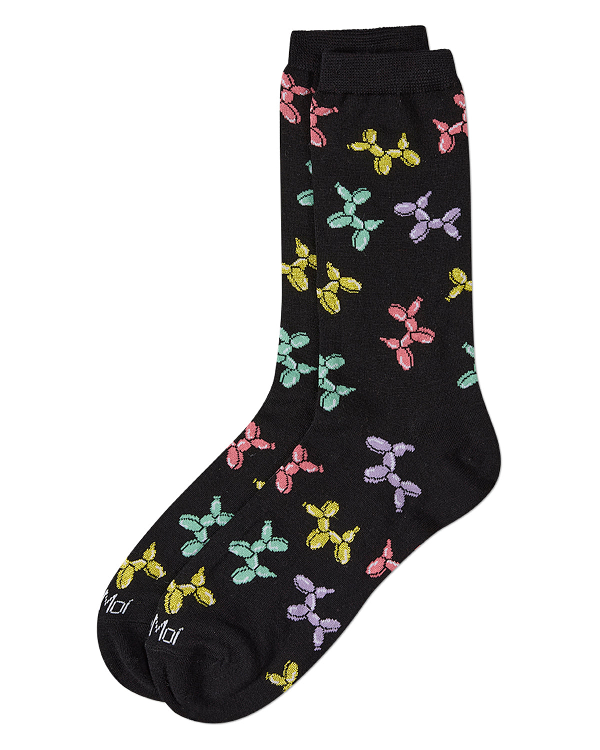 Women's "Balloon Animals" Rayon Blend Novelty Crew Sock : Color: Black