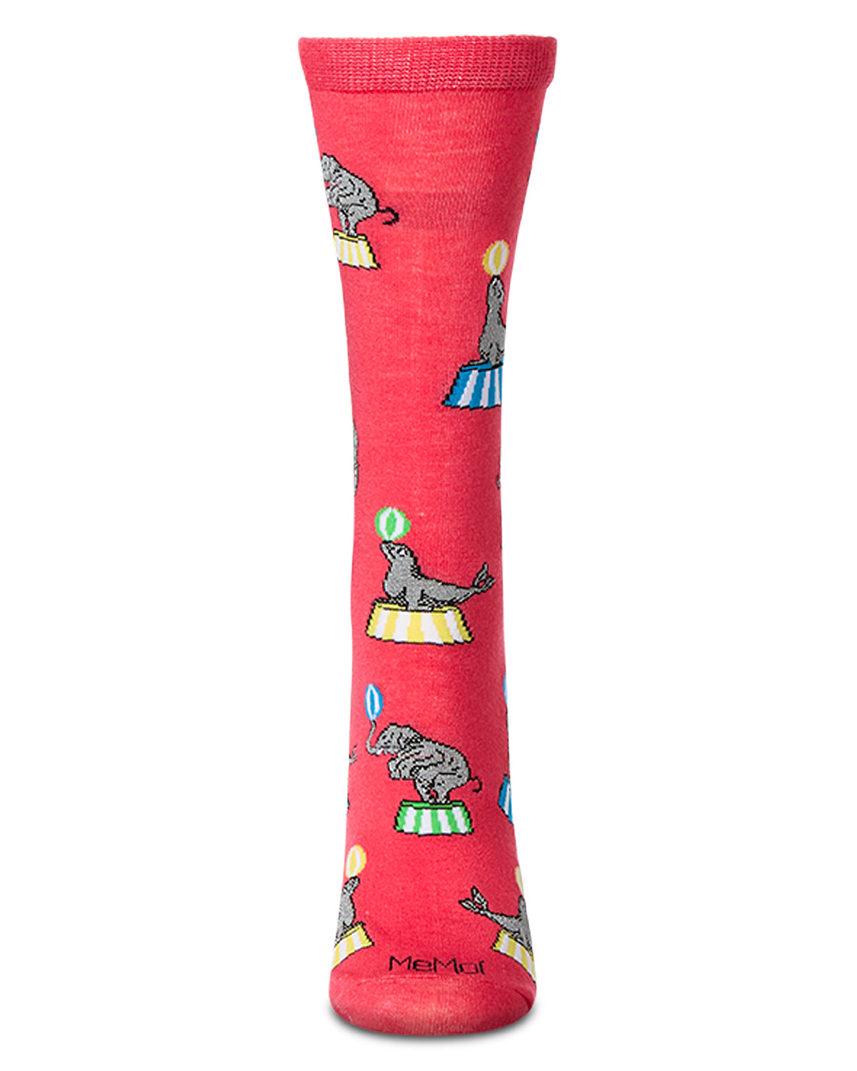 Women's "Circus Fun" Rayon Blend Novelty Crew Sock : Color: Teaberry