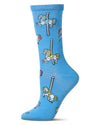 Women's Carousel-Themed Rayon Blend Novelty Crew Sock : Color: Crystal Seas