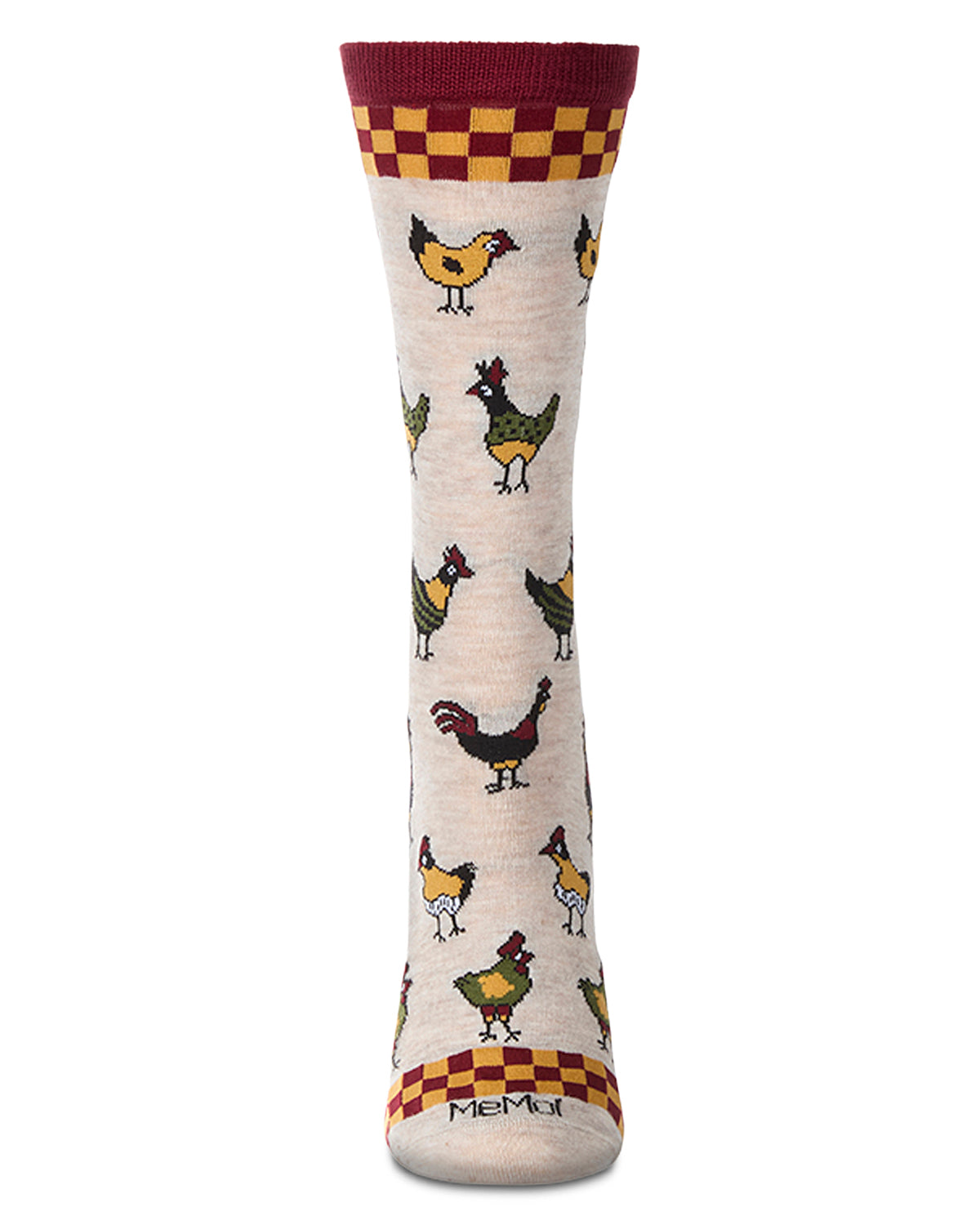 Women's "Farm Chick" Rayon Blend Novelty Crew Sock : Color: Ivory Heather