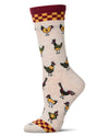Women's "Farm Chick" Rayon Blend Novelty Crew Sock : Color: Ivory Heather