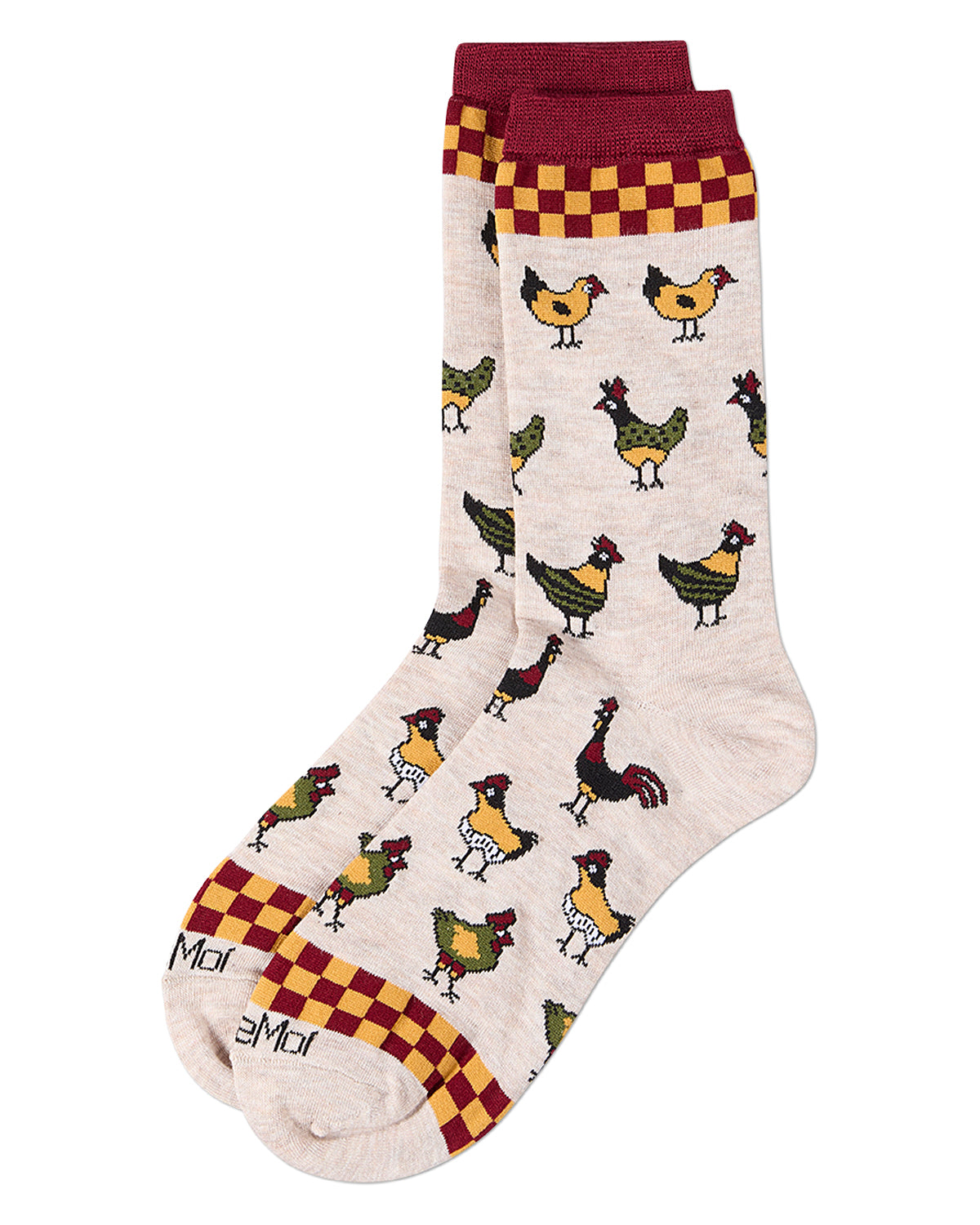 Women's "Farm Chick" Rayon Blend Novelty Crew Sock : Color: Ivory Heather