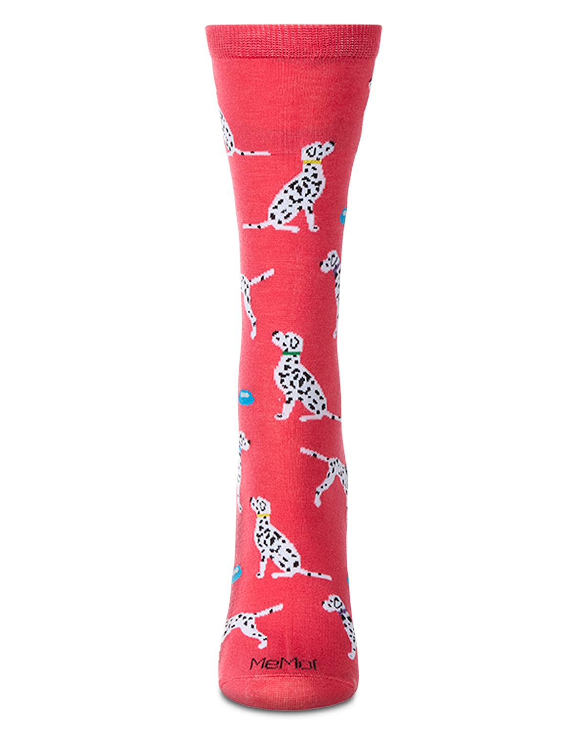 Women's Dalmatian Themed Rayon Blend Novelty Crew Sock : Color: Teaberry