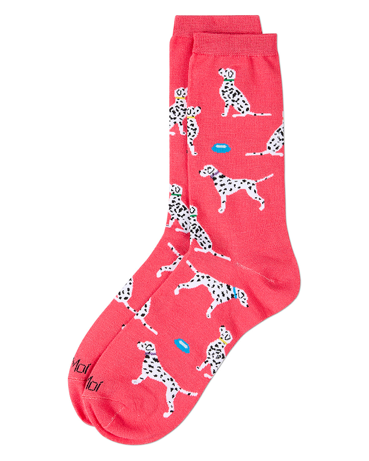 Women's Dalmatian Themed Rayon Blend Novelty Crew Sock : Color: Teaberry