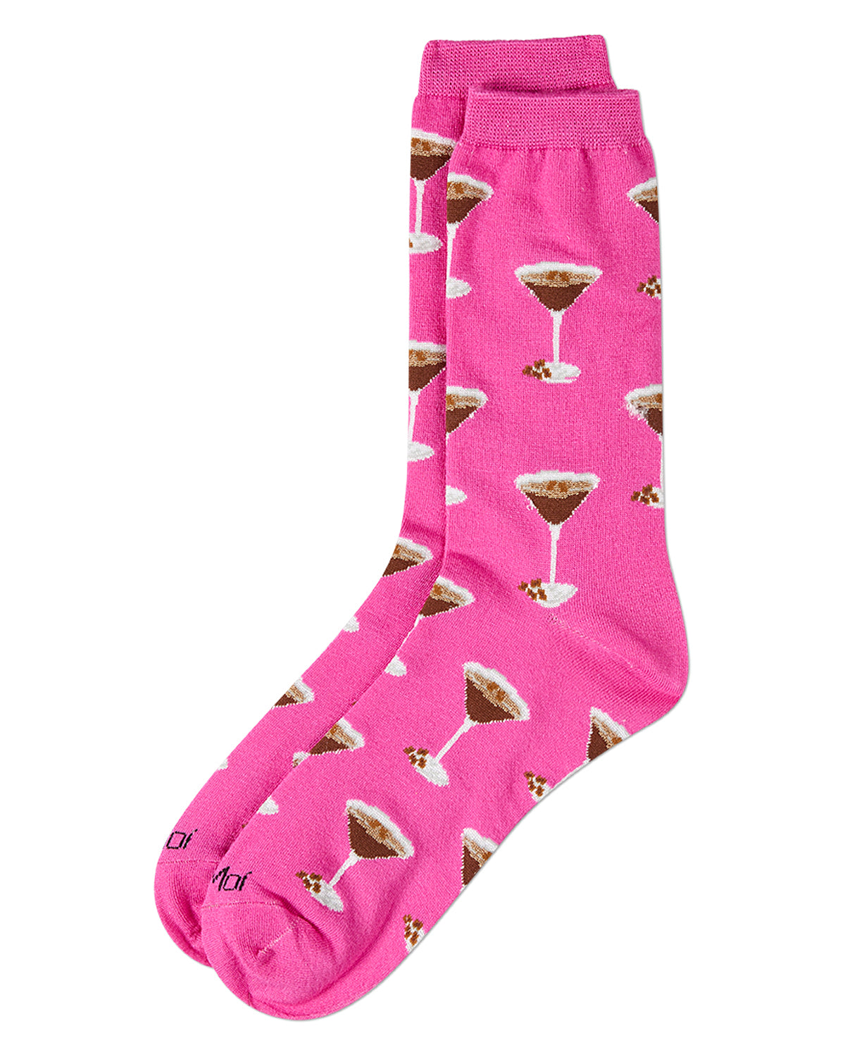 Women's "Espresso Martini" Rayon Blend Novelty Crew Sock : Color: Fuchsia