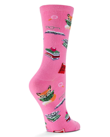Women's "Book Nerd" Rayon Blend Novelty Crew Sock