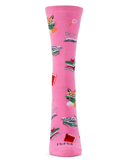 Women's "Book Nerd" Rayon Blend Novelty Crew Sock