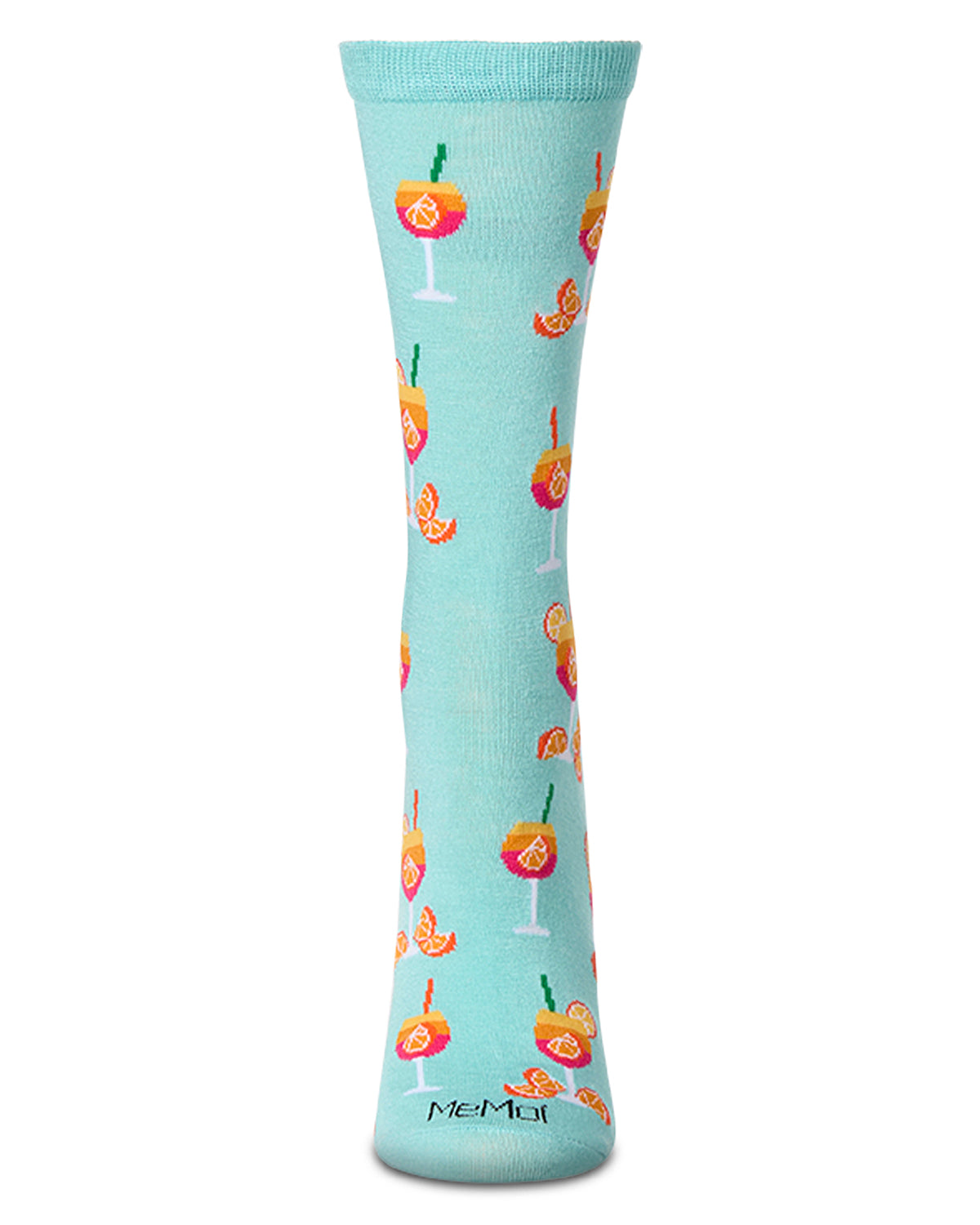 Women's "Aperol Spritz" Rayon Blend Novelty Crew Sock : Color: Capri Breeze
